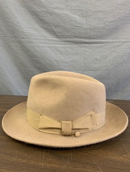 SELENTINO, Taupe, Wool, Solid, Felt, with Grosgrain Band, Mid Size Brim (2"), Retro 1940's -1950's Style Reproduction