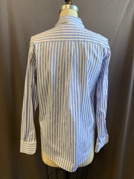 Womens, Blouse, BROOKS BROTHERS, White, French Blue, Cotton, Polyamide, Stripes - Vertical , B 36, 6, Button Front, Collar Attached, Long Sleeves, Button Cuff