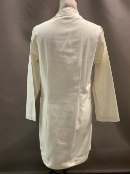 ANGELICA, Off White, Polyester, Cotton, Solid, Button Front, Single Breasted, Collar Attached, 3 Pockets,