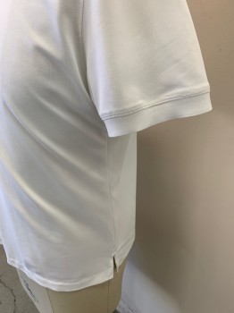 Nordstrom, White, Polyester, 2 Button, Pique Knit, Banding on Arms, Flat Bottom , 2'' Slit at Side Seam Bottom