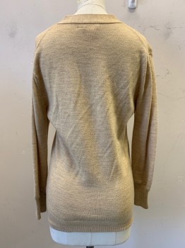 Womens, Sweater, Club Monaco, Khaki Brown, Wool, Heathered, XS, L/S, Button Front, V Neck, Top Pockets