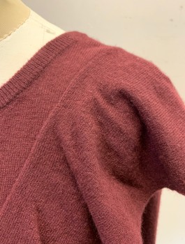 Womens, Pullover Sweater, AUTUMN CASHMERE, Plum Purple, Cashmere, Solid, XS, Knit, Long Sleeves, Diagonal Ruffle From Shoulder to Hem, Scoop Neck