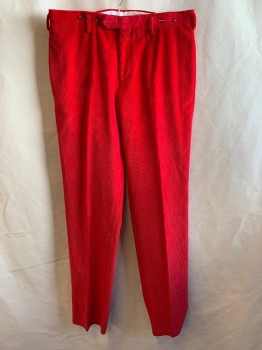VALENTINO, Red, Cotton, Solid, PANTS, Zip Fly, 4 Pockets, Belt Loops