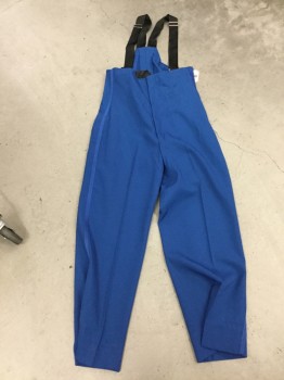 Unisex, Marching Band, Pants/Bibbers, FRUHAUF, Royal Blue, Polyester, Wool, Solid, 29, 28, Female Pants with Black Attached Suspenders, Blue Side Stripe