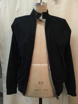 Mens, Casual Jacket, BEN SHERMAN, Black, Cotton, Synthetic, Solid, M, Navy, Zip Front, 2 Pockets,