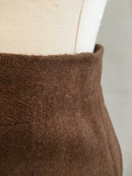 N/L, Brown, Wool, Solid, 1.5" Waistband, with 1.5" Vertical Pleat At Side Front From Waist To Hem, Merges Into Several Pleats Near Hem, Hook & Eye Closures At Center Back, Floor Length Hem, Made To Order,
