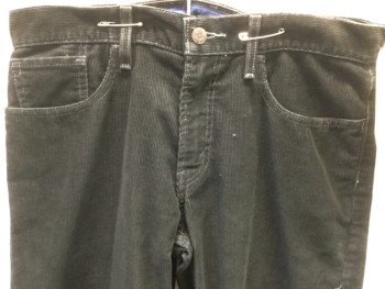 Mens, Casual Pants, LEVI'S, Charcoal Gray, Cotton, Solid, 32, 32, 5 + Pockets, Corduroy, Low Boot Cut