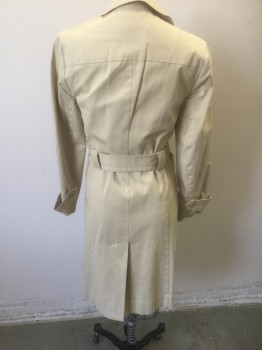 Womens, Coat, Trenchcoat, BCBG, Khaki Brown, Cotton, Spandex, Solid, B 34, XS, Double Breasted, Notch Collar/Lapel, 2 Pockets with Flap Closures, Chunky Belt Loops, Above Knee Length, **With Matching Self Belt