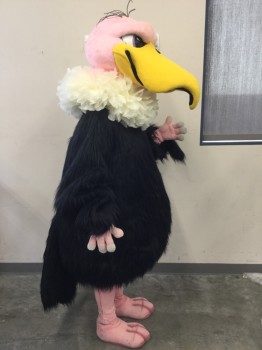 FACEMAKERS, Black, Faux Fur, Solid, VULTURE: Body:  Faux Fur Body, Zip Back, Bell Sleeves with Jagged Hem, Padded Back Tail,  Open Bottom, Ribbed Knit Neck, Separate Belly Padding (Model is 5'10")