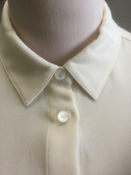 BURBERRY, Cream, Silk, Solid, L/S, Button Front, CA