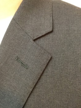 LAUREN, Charcoal Gray, Wool, Lycra, Heathered, 2 Button Single Breasted, 3 Pockets, 2 Slits at Back