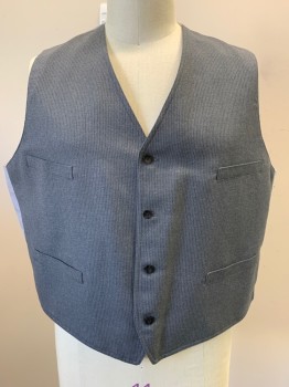 SIAM COSTUMES, Gray, Lt Gray, Wool, Stripes - Pin, Single Breasted, 4 Buttons, 4 Pockets,