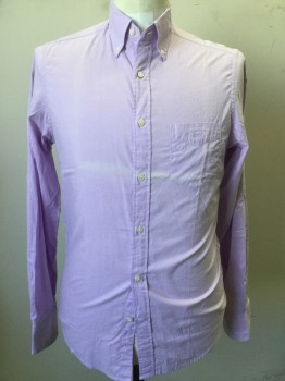GANT, Lavender Purple, Cotton, Solid, Button Front, Long Sleeves, Button Down Collar, Pocket,