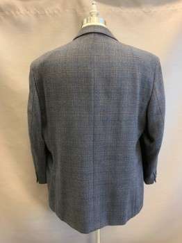 PRONTO UOMO, Dk Gray, Brown, Wool, Plaid, Notched Lapel, Single Breasted, Button Front, 2 Buttons, 3 Pockets
