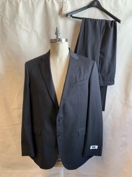 JOSEPH ABBOUD, Dk Gray, Wool, Herringbone, Single Breasted, Collar Attached, Notched Lapel, 2 Buttons,  3 Pockets