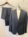 BOSS, Charcoal Gray, Wool, Solid, Single Breasted, Notched Lapel, 2 Buttons, 3 Pockets, Hand Picked Stitching on Lapel, Solid Black Lining