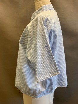 Womens, Blouse, COS, Lt Blue, White, Cotton, Stripes - Vertical , 12, Button Front, Collar Attached, Block Short Sleeves,