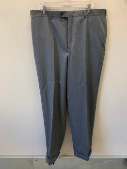 Mens, Suit, Pants, JOS. A. BANK, Gray, Wool, Stripes, 40/33, F.F, 4 Pockets, Zip Fly, Cuffed