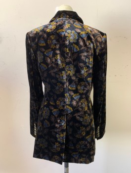 Womens, Blazer, WORTHINGTON, Black, Brown, Navy Blue, Nylon, Rayon, Floral, 2, Peaked Lapel, Single Breasted, 2 Buttons, 3 Pockets