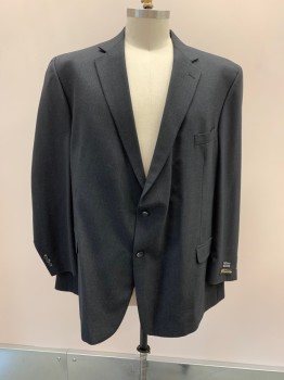 THE TRAVELLER, Black, Wool, Black Stitch Vertical Stripes, Notched Lapel, Single Breasted, 2 Buttons, 3 Pockets
