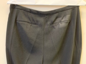 Womens, Slacks, ELIE TAHARI, Black, Acetate, Polyester, Solid, Sz.4, Crepe, Mid Rise, Tapered Leg, Invisible Zipper at Side, Faux/Non-Functional "Fly" at Front, 2 Faux Pockets in Back