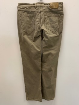 Mens, Casual Pants, GARDEUR, Khaki Brown, Cotton, Solid, 32/30, F.F, Top And Back Pockets, Zip Front, Belt Loops,