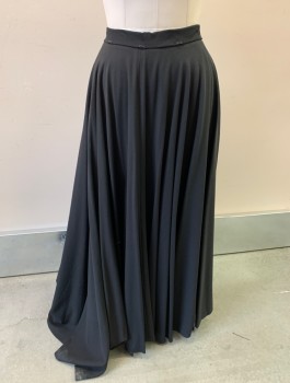 Womens, Historical Fiction Skirt, N/L, Black, Poly/Cotton, Solid, W:30, 1" Wide Self Waistband, Floor Length, CB Zipper