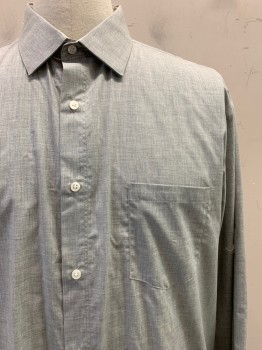 WRK, Gray, Lt Gray, Cotton, 2 Color Weave, L/S, Button Front, Collar Attached, Chest Pocket