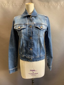Womens, Casual Jacket, THEORY, Denim Blue, Cotton, Elastane, 10, C.A., Single Breasted, Button Front, L/S