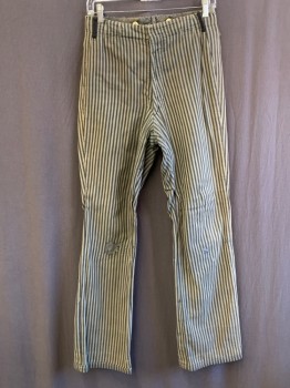 NL, Gray, Charcoal Gray, Cotton, Stripes, F.F, Button Front, Inside Suspender Buttons, Aged/Distressed, Patches, Holes