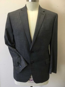 Mens, Suit, Jacket, RALPH LAUREN, Heather Gray, Wool, Heathered, 40, 46R, 30, Dark Heather Gray with Dark Silver Lining, Notched Lapel, Single Breasted, 2 Button Front, 3 Pockets, Long Sleeves, with Matching Pants