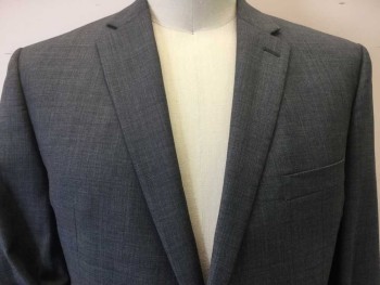 Mens, Suit, Jacket, RALPH LAUREN, Heather Gray, Wool, Heathered, 40, 46R, 30, Dark Heather Gray with Dark Silver Lining, Notched Lapel, Single Breasted, 2 Button Front, 3 Pockets, Long Sleeves, with Matching Pants