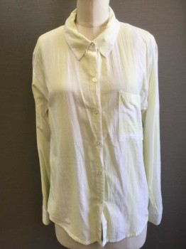 SOCIALITE, Lt Yellow, White, Cotton, Stripes, Button Front, Collar Attached, Long Sleeves, 1 Pocket