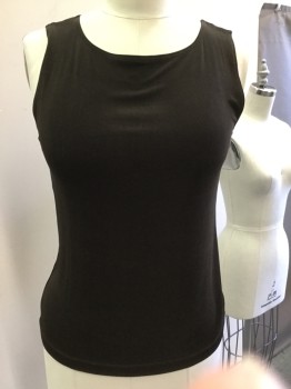 Womens, Shell, CHICOS, Espresso Brown, Acetate, Spandex, Solid, B:36, 2, Ribbed Knit, Pullover, Jewel Neckline, Slvls