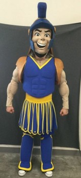 Unisex, Top, MTO, Blue, Yellow, Gold, Foam, Polyester, Ch 40, SPARTAN: Mascot Body Armor, Blue Molded Foam Chest, Yellow Trim, Gold Foam Shoulder Panels, Zip Back, Muscle Body Comes Separately (FC008123)