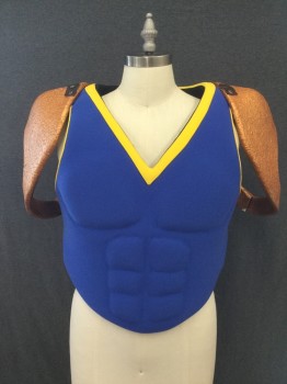 MTO, Blue, Yellow, Gold, Foam, Polyester, SPARTAN: Mascot Body Armor, Blue Molded Foam Chest, Yellow Trim, Gold Foam Shoulder Panels, Zip Back, Muscle Body Comes Separately (FC008123)
