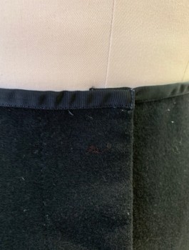 MTO, Black, Wool, Solid, Heavy Wool, 1/2" Grosgrain Waistband, Front is a  Faux Overskirt with Curved Tulip Petal Shape, Back is Inverted Pleat,