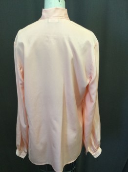 SHELDON, Salmon Pink, Polyester, Solid, Stand Up Collar, Fan Scarf, Long Sleeves, Covered Button Front,