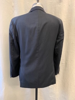 Mens, Suit, Jacket, MICHAEL KORS, Dk Gray, Black, Wool, Stripes - Vertical , 40R, Peaked Lapel, Single Breasted, Button Front, 2 Buttons, 3 Pockets