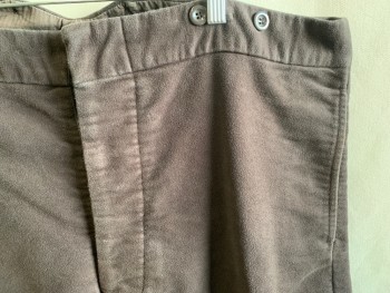 Mens, Historical Fiction Pants, DARCY, Faded Black, Cotton, Solid, 45/28, Velvet, Flat Front, Button Fly,  Suspender Buttons, Waistband, 2 Pockets, Tab Back Waist Buckle, *Discoloration Right Knee* 1800's