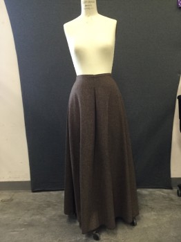 N/L, Brown, Beige, Wool, Houndstooth - Micro, Day Skirt. Middle Class, Inverted Pleat Center Front, Triple Inverted Pleat Panelled Detail at Back with Tuck Pleat at Upper Part of Skirt , Side Left Buttock Snap Closure. Overall Condition Very Good. Small Hole at Side Front Left Hemline,see Close Up Skirt Unhemmed,