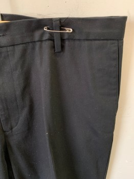 Mens, Casual Pants, DOCKERS, Black, Cotton, Elastane, Solid, I32, W38, Zip Front, 2 Slant Pockets, 2 Double Welt Pockets with Buttons