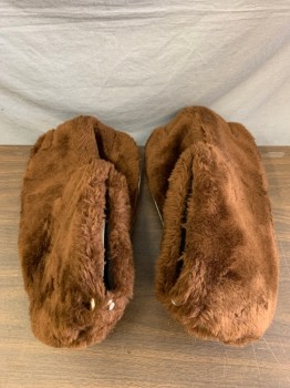 Unisex, Piece 5+, MARYLEN, Brown, Synthetic, Solid, Beaver, Feet, Slipper Like Inside. Snap Center Back, Woman Size 7-11 Foot Would Work. Man Size 5-13 Would Work