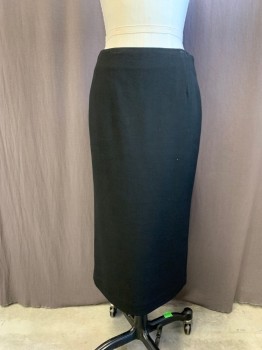 Womens, Skirt, Below Knee, RALPH LAUREN, Black, Wool, Solid, 2, Pencil Skirt, Flare Back with Gores, Zip Side