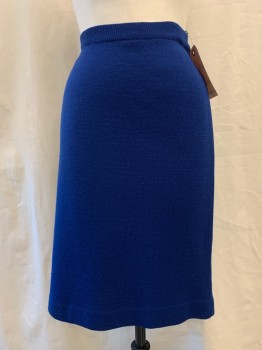 LIZ CLAIRBORNE, Royal Blue, Wool, Acrylic, Solid, Knit with Ribbed Knit 1.5" Elastic Waistband,