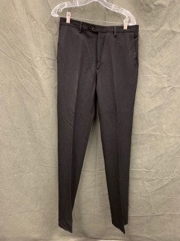 Mens, Suit, Pants, ANTICA SARTORIA CAMP, Black, Polyester, Solid, Open, 30, Flat Front, Button Tab Closure, 4 Pockets,