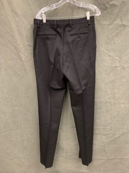Mens, Suit, Pants, ANTICA SARTORIA CAMP, Black, Polyester, Solid, Open, 30, Flat Front, Button Tab Closure, 4 Pockets,