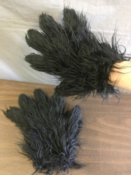 MTO, Black, Polyester, Solid, Long Fur, 5 Finger Gloves
