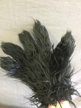 MTO, Black, Polyester, Solid, Long Fur, 5 Finger Gloves
