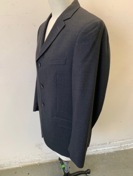 N/L, Charcoal Gray, Dk Gray, Wool, Stripes - Pin, Single Breasted, Notched Lapel, 3 Buttons, 3 Pockets